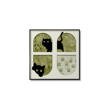 Framed Cat-Themed Art Plaque Homeandso