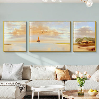 Coastal Landscape Triptych Canvas Wall Art Homeandso
