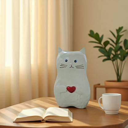 Cute Wooden Cat Figurine Homeandso