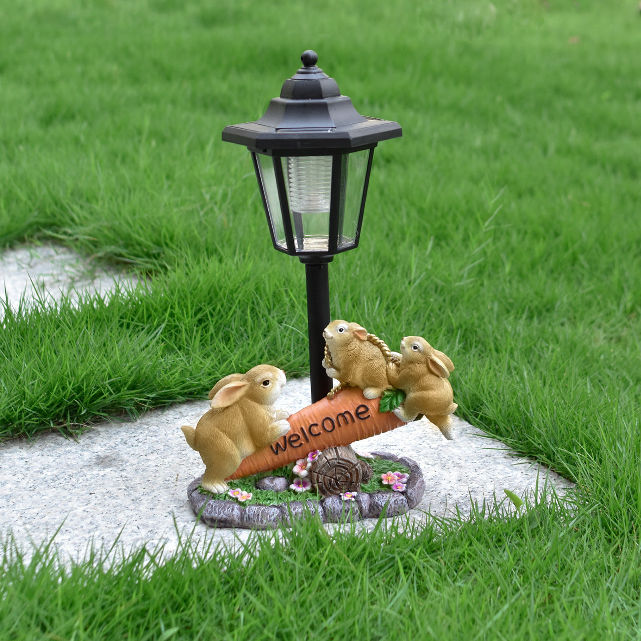 Decorative Rabbit Solar Lantern Homeandso