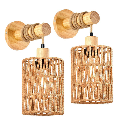Rustic Woven Wall Light Fixture