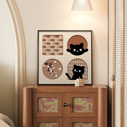 Framed Cat-Themed Art Plaque Homeandso