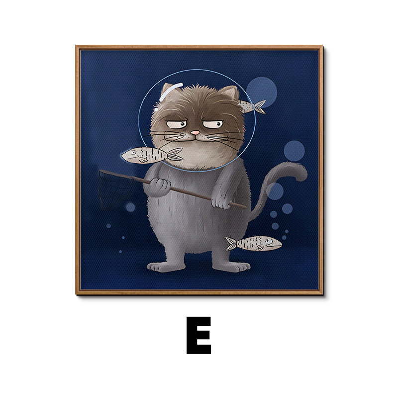 Whimsical Cat Illustration Framed Artwork Homeandso