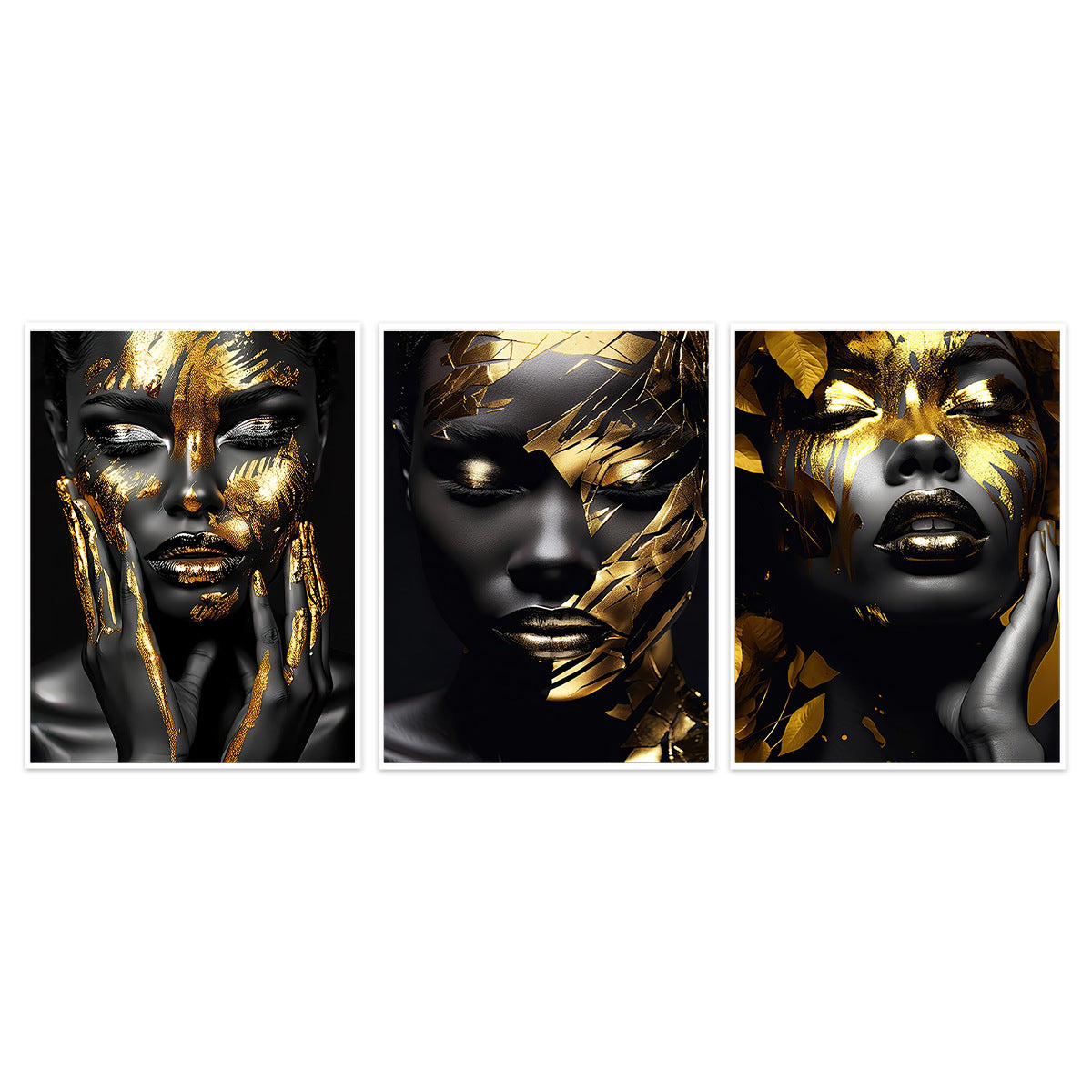 Artistic Gold Leaf Wall Art Set Homeandso
