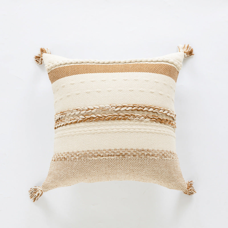 Textured Woven Fringe Pillow