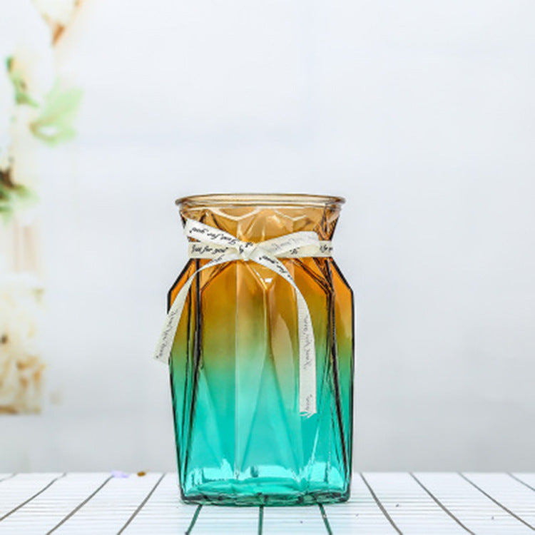 Geometric Patterned Glass Flower Vase