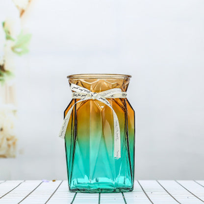 Geometric Patterned Glass Flower Vase