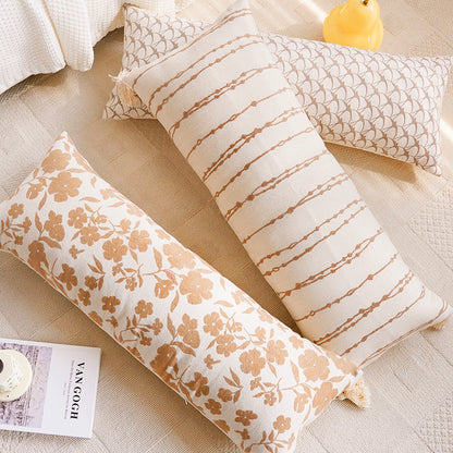 Long Floral Print Lumbar Pillow