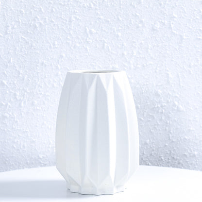 Textured Geometric Ceramic Flower Vase
