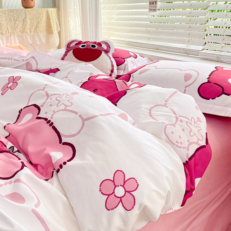 Playful Floral Cartoon Duvet Cover Set Homeandso