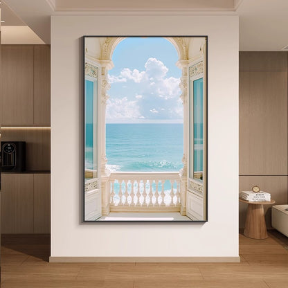 Coastal Window View Canvas Art Homeandso