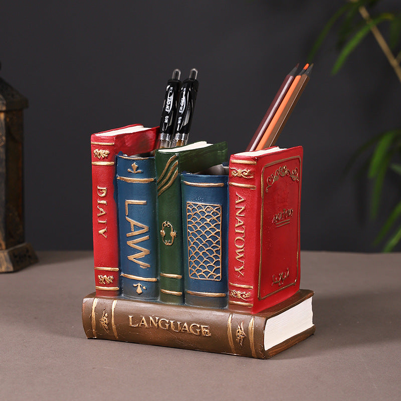 Decorative Book-Shaped Pen Holder Homeandso