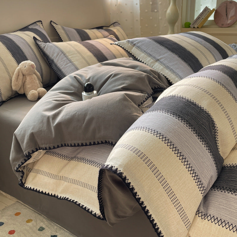 Textured Geometric Pattern Bedding Set