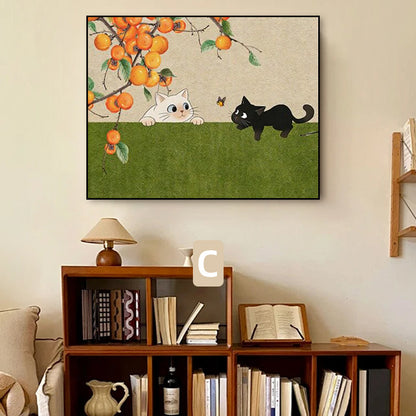Whimsical Cat-Themed Framed Wall Art Homeandso