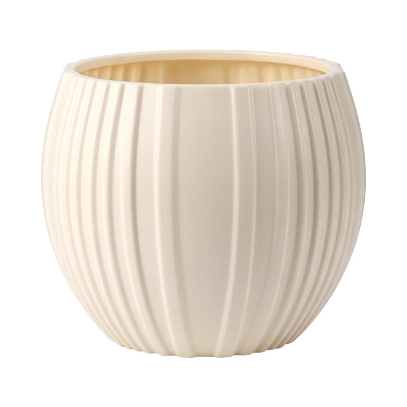 Elegant Ribbed Ceramic Planter Homeandso