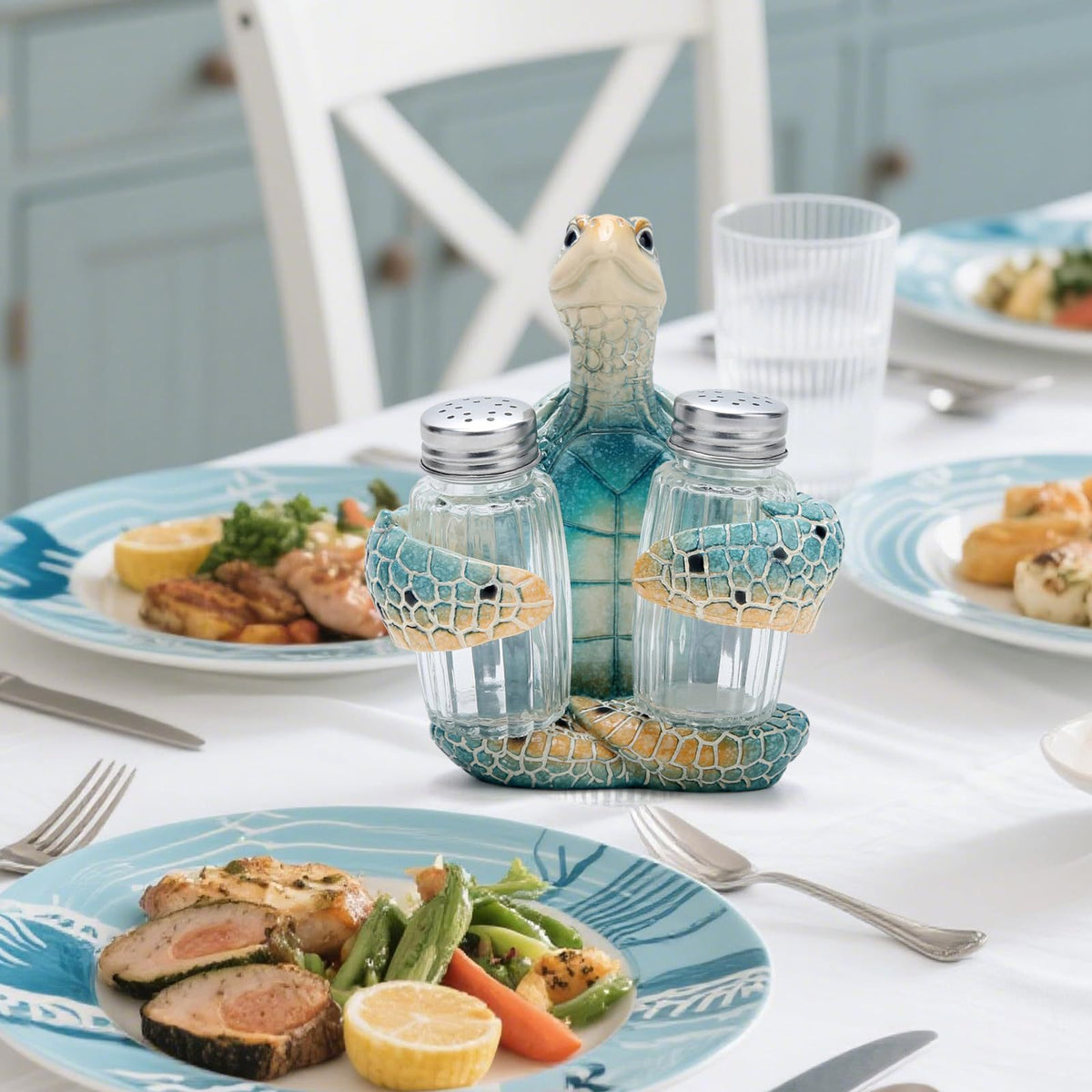 Decorative Turtle-Shaped Salt and Pepper Shaker Holder Homeandso