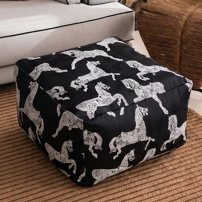 Floral Print Upholstered Floor Pouf