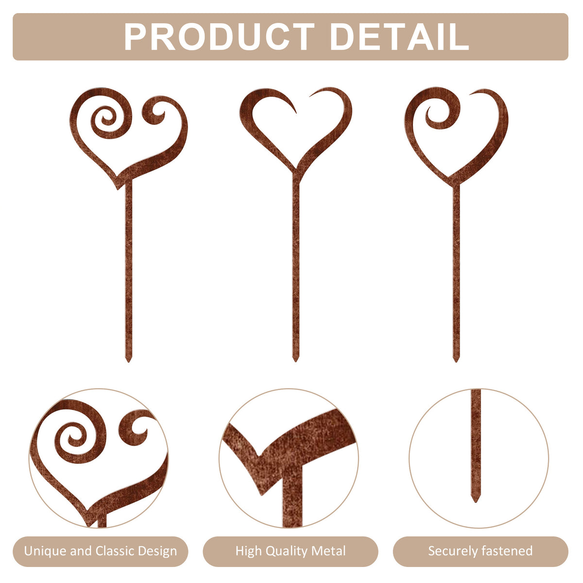 Decorative Heart-Shaped Garden Stakes Homeandso