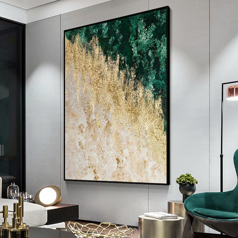 Textured Abstract Gold and Green Canvas Wall Art Homeandso