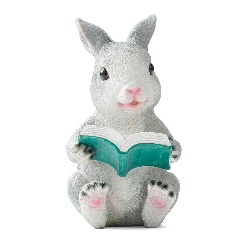 Adorable Reading Rabbit Figurine Homeandso