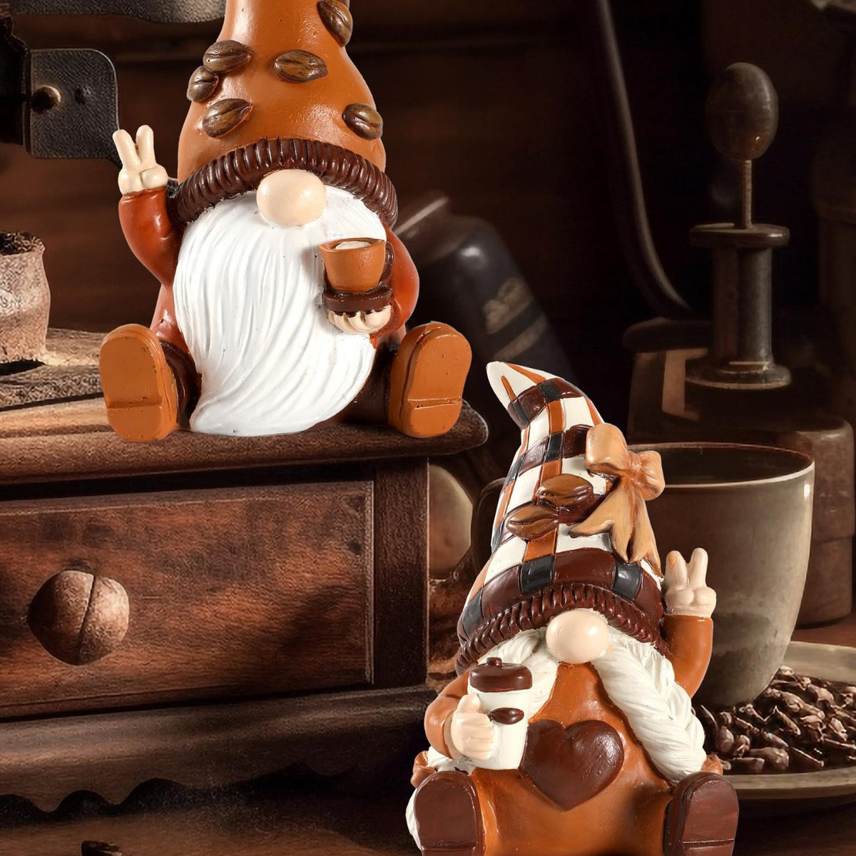 Whimsical Coffee Gnome Figurine Homeandso