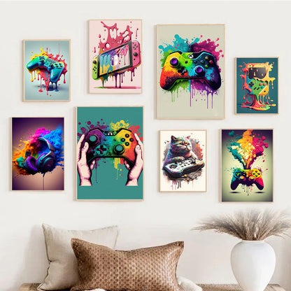 Vibrant Retro Gaming Console Art Print Homeandso