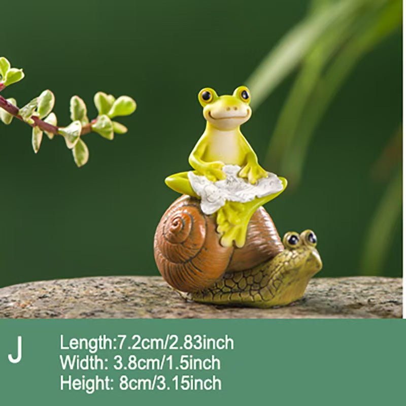 Playful Frog and Snail Decorative Figurine Homeandso