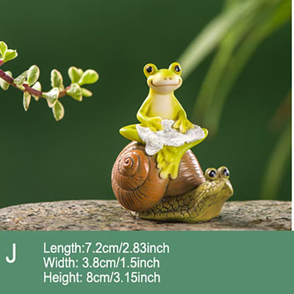 Playful Frog and Snail Decorative Figurine Homeandso