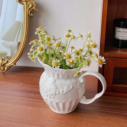 Elegant White Ceramic Pitcher Homeandso