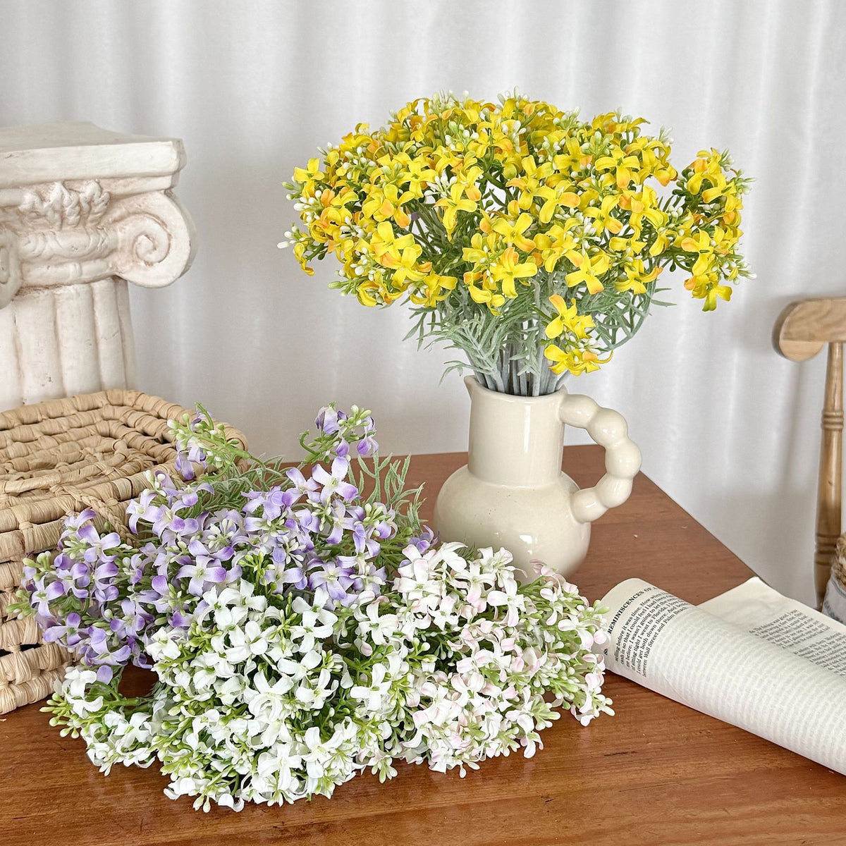 Lifelike Floral Bouquet with Purple Blooms