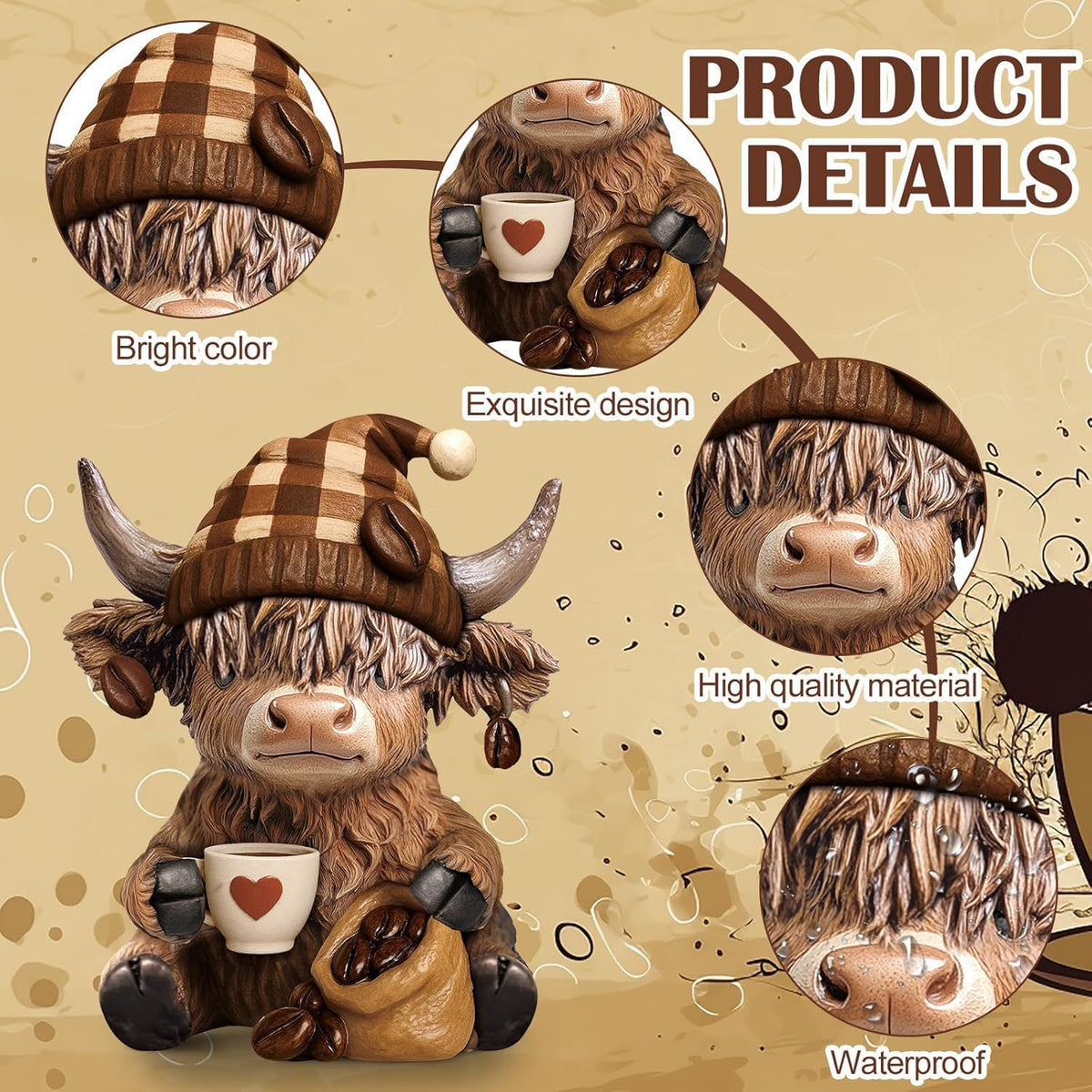 Cute Highland Cow Figurine Homeandso