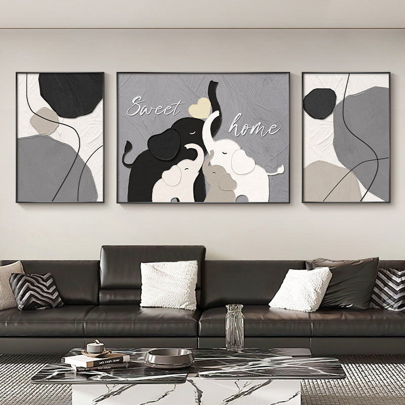 Abstract Elephant-Themed Triptych Canvas Art Homeandso