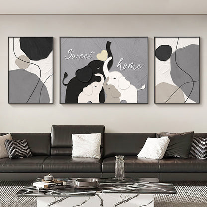 Abstract Elephant-Themed Triptych Canvas Art Homeandso