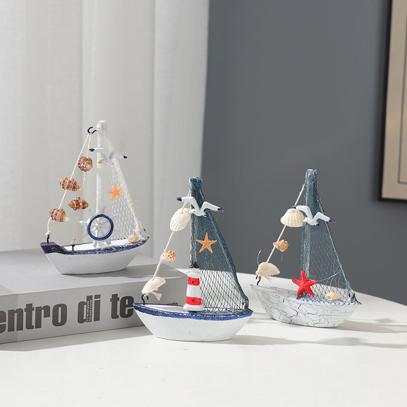 Nautical-Themed Decorative Sailing Boat Model Homeandso