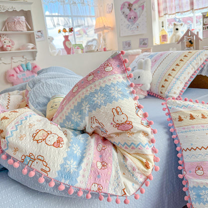 Heart Patterned Decorative Pillow and Duvet Cover Set Homeandso