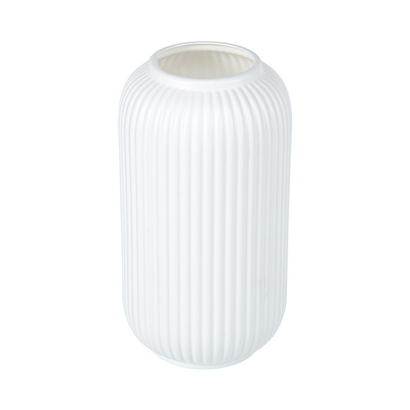 Elegant Vertical Ribbed Ceramic Vase