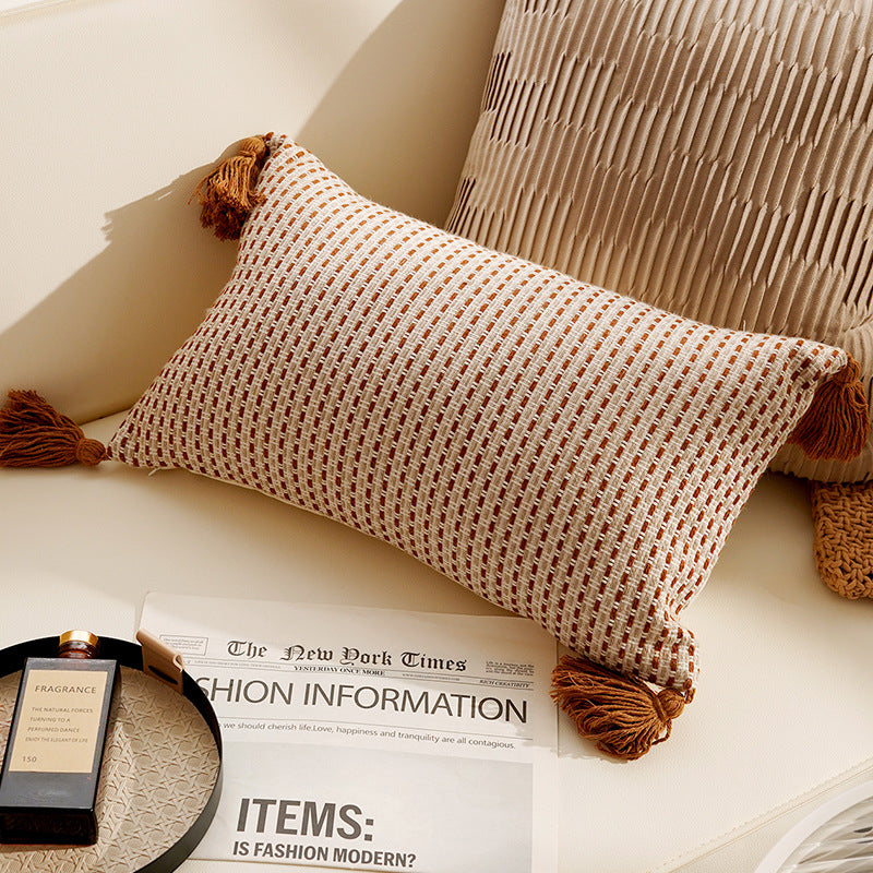 Elegant Textured Decorative Lumbar Pillow