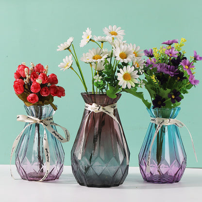 Geometric Patterned Glass Flower Vase