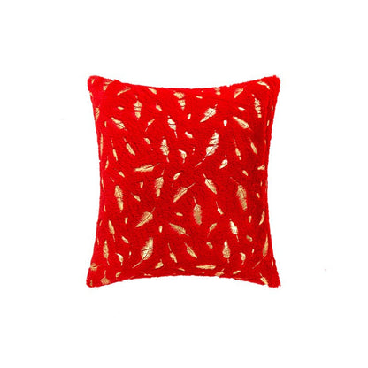 Textured Feather Print Throw Pillow