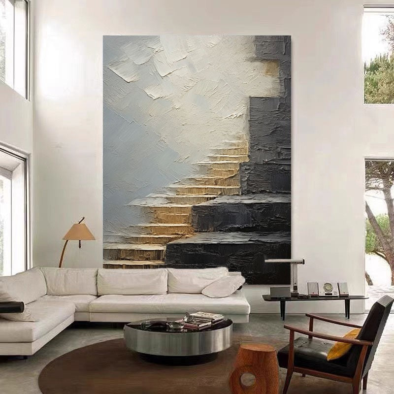 Textured Abstract Stairway Canvas Art Homeandso