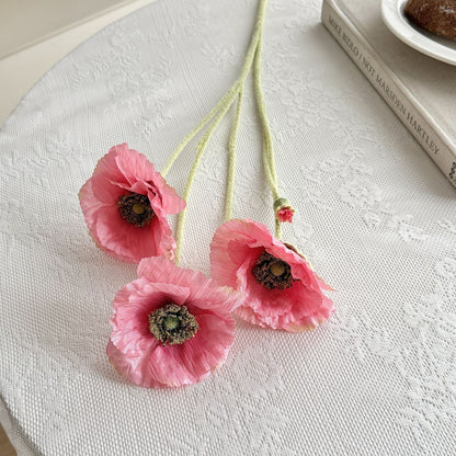 Realistic Poppy Floral Bouquet for Home Decor