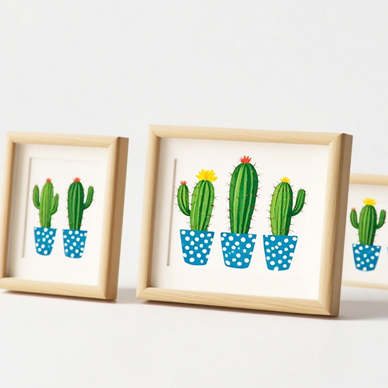 Stylish Cactus Illustration Wall Art Frame