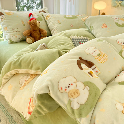Soft Plush Cartoon-Themed Duvet Cover Set
