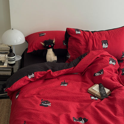 Playful Cartoon Character Bedding Set Homeandso