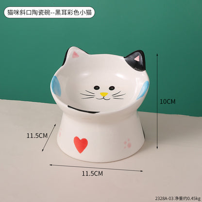 Cat-Themed Ceramic Pet Food Bowl Homeandso