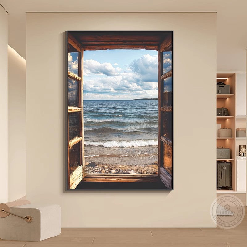 Coastal Window View Canvas Art Homeandso