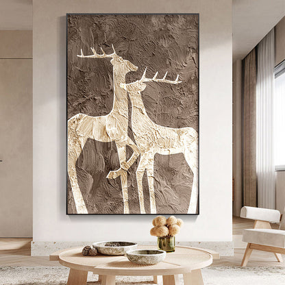 Textured Deer Silhouette Canvas Wall Art Homeandso
