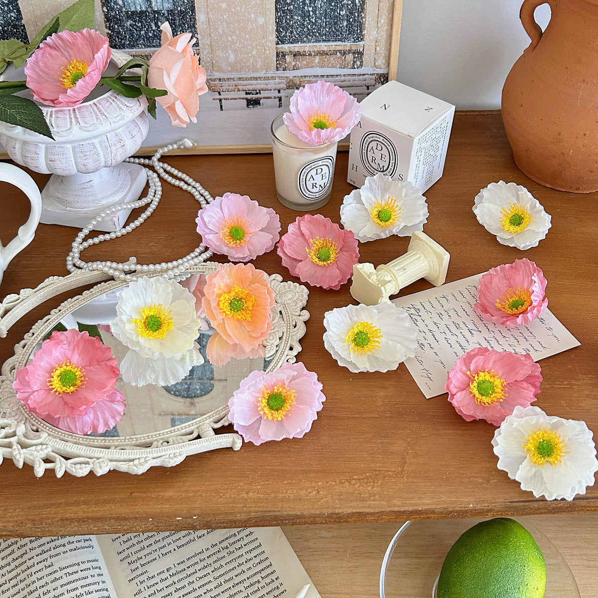 Realistic Fabric Flower Brooch