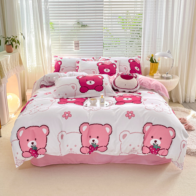 Playful Floral Cartoon Duvet Cover Set Homeandso