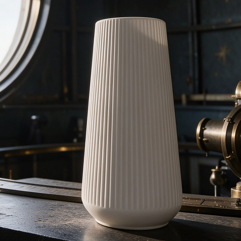 Modern Vertical Ribbed Ceramic Vase